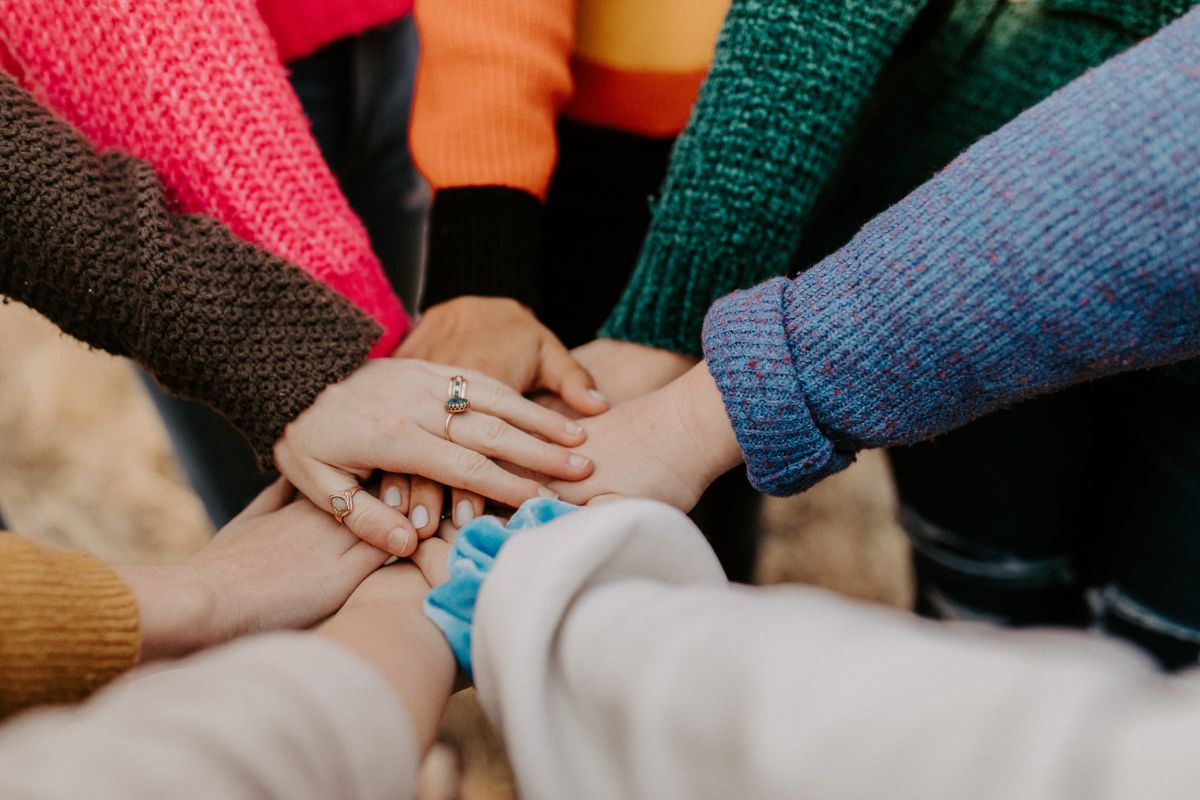 Group of hands put together