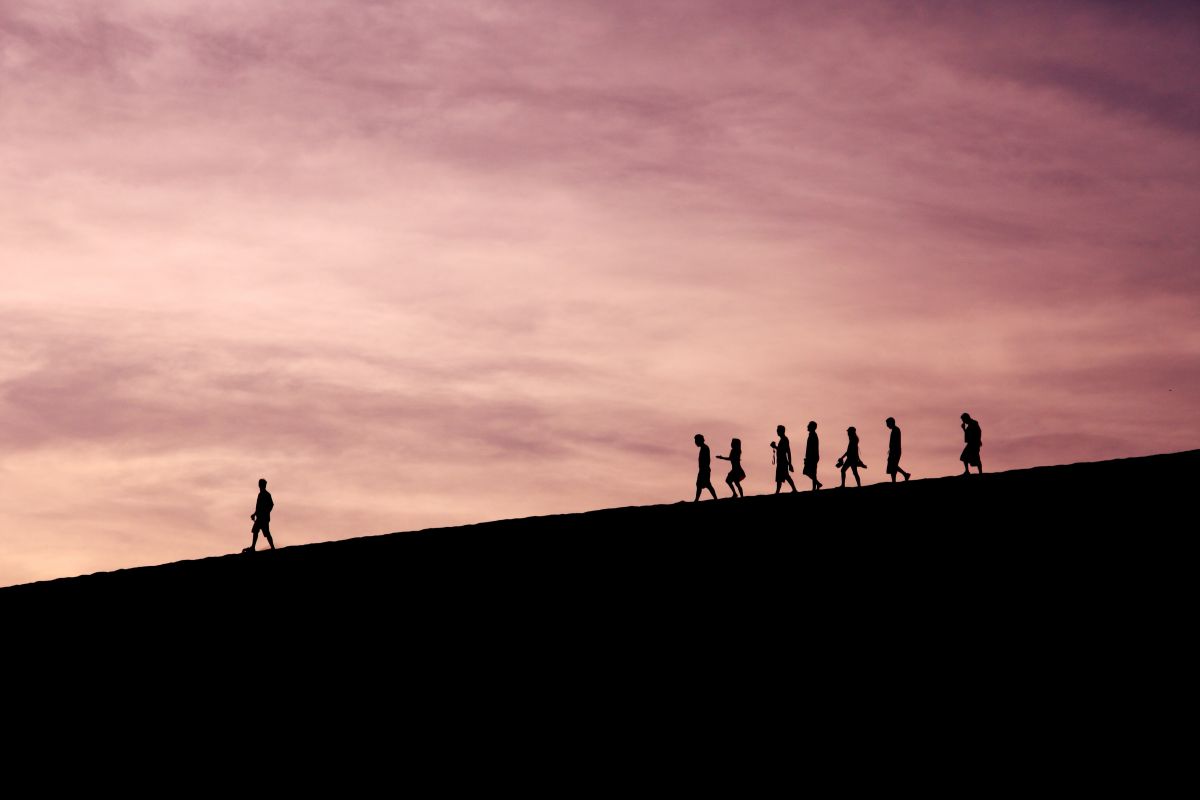 A group of people being led